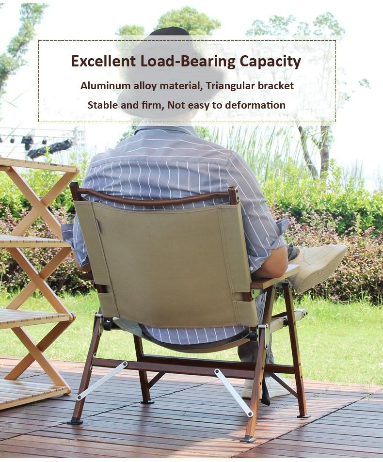 Lightweight Wood Grain Aluminum Bracket with Excellent Load-Bearing Capacity Portable Camping Chair