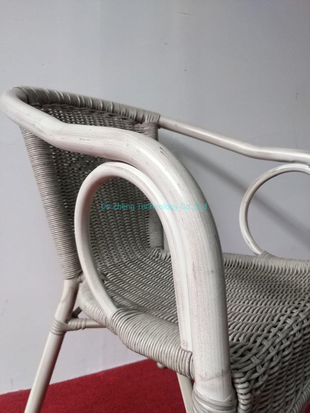 Circle Arms Triplet Round Aluminum Tube Legs Rattan Hotel Bar Outdoor Furniture for Dining Set