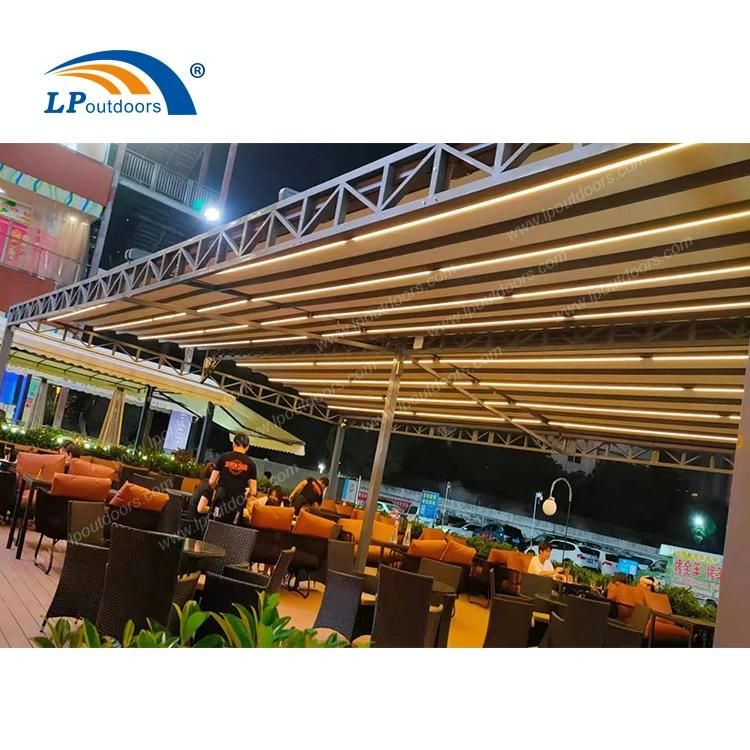 Customized Remote Controlled Gazebo Big Size Outdoor Open-Air Foldable Roof Restaurant