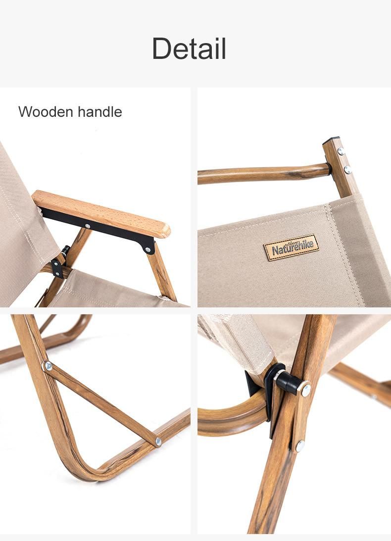 Outdoor Chair Camping Wood Grain Chair Aluminum Folding Moon Chair