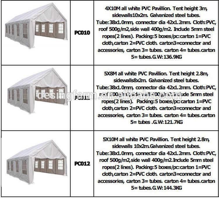 Hot Sale Outdoor PE PVC Pavillion Party Wedding Tent