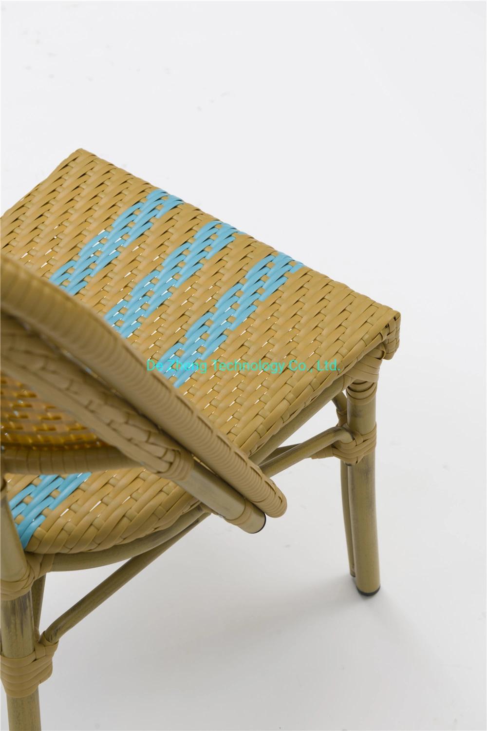 Modern Outdoor Furniture Weather Resistant Aluminum Frame Stackable Rattan Chair Balcony French Cafe Bistro Chair