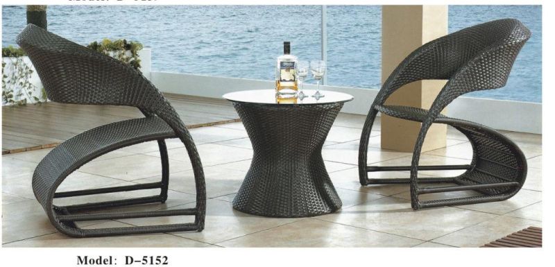 Homedecor 3 Pieces Patio Outdoor Furniture Set Poly Rattan Wicker, 2 Chairs and 1 Table, Brown