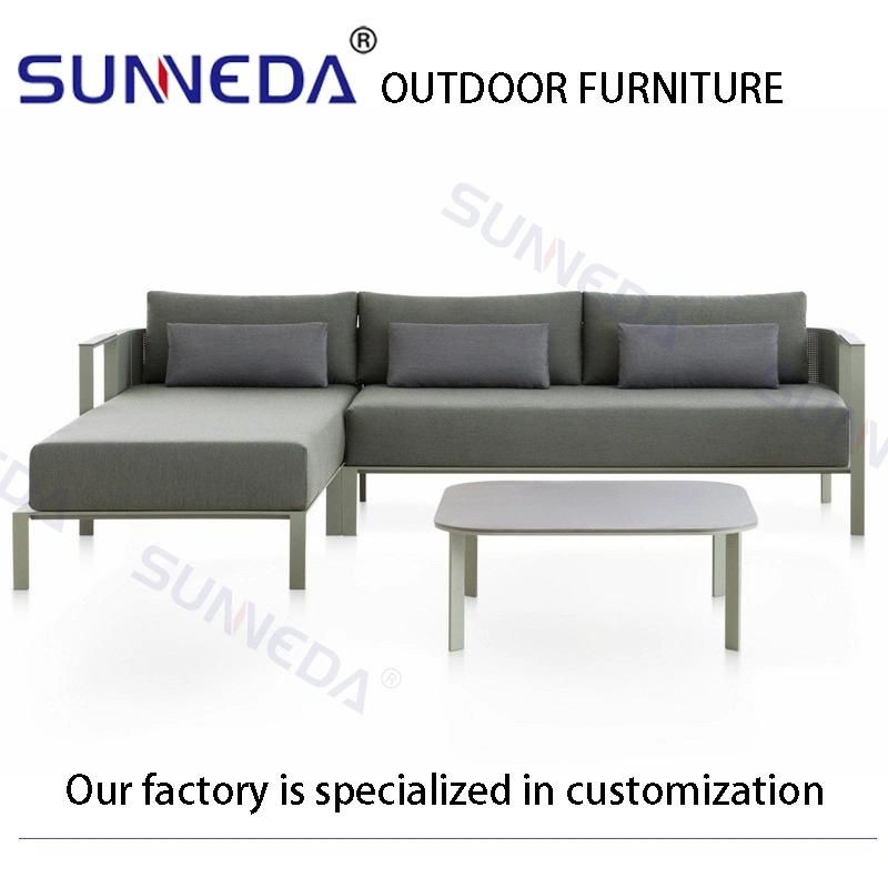 Hot-Selling Patio Outdoor Aluminum Meshed Frame Sofa with Cushion