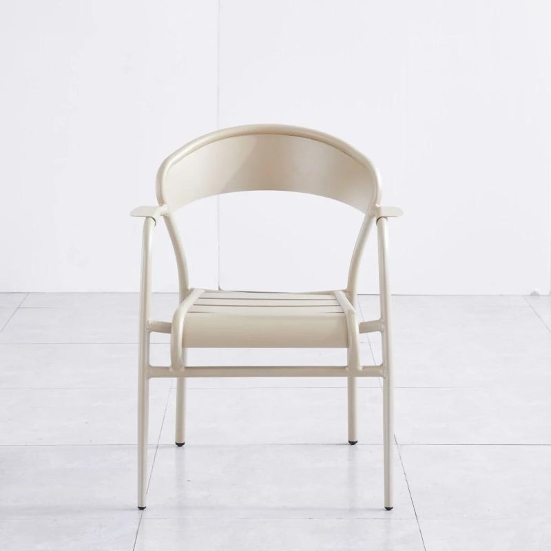 2021 New Design Aluminum Frame Stacking Metal Dining Armchair