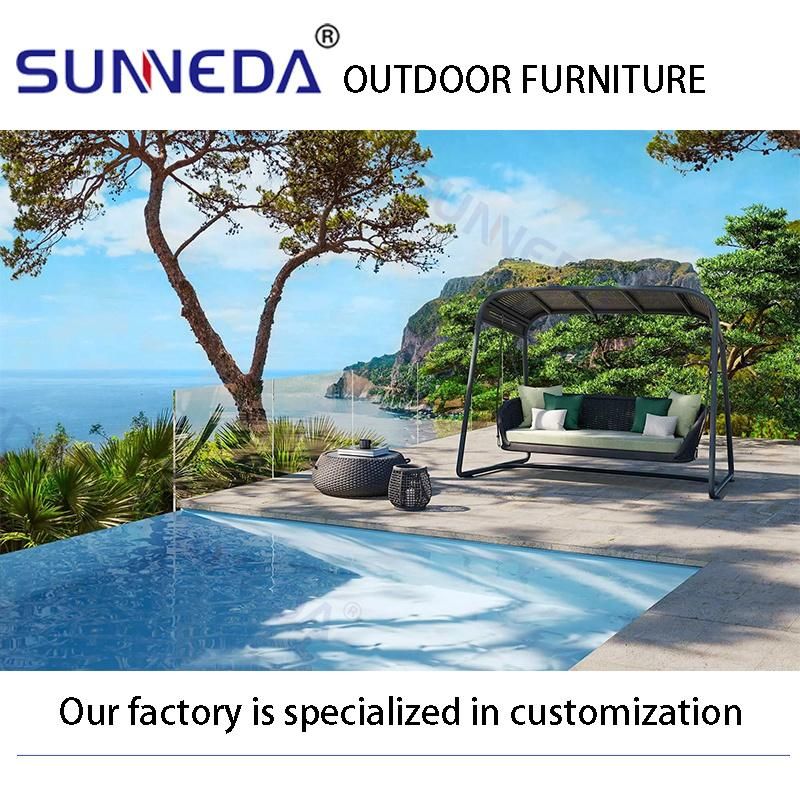 Patio Rocking Camping Chair with Canopy Rattan Patio Cushion Garden Furniture