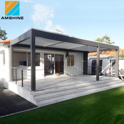 Luxury Garden Gazebo Opening Louver Roof Outdoor Motorized Sunshade Garden Aluminium Pergola with RGB Light