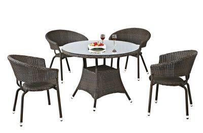 PE Rattan Dining Set Round Table Round Stacking Chair Garden Furniture