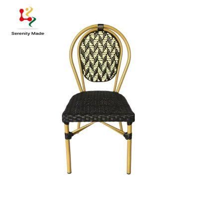 Rattan Aluminium Frame Outdoor Restaurant Cafe Coffee Shop Wholesale Commercial Furniture Bistro Dining Chair