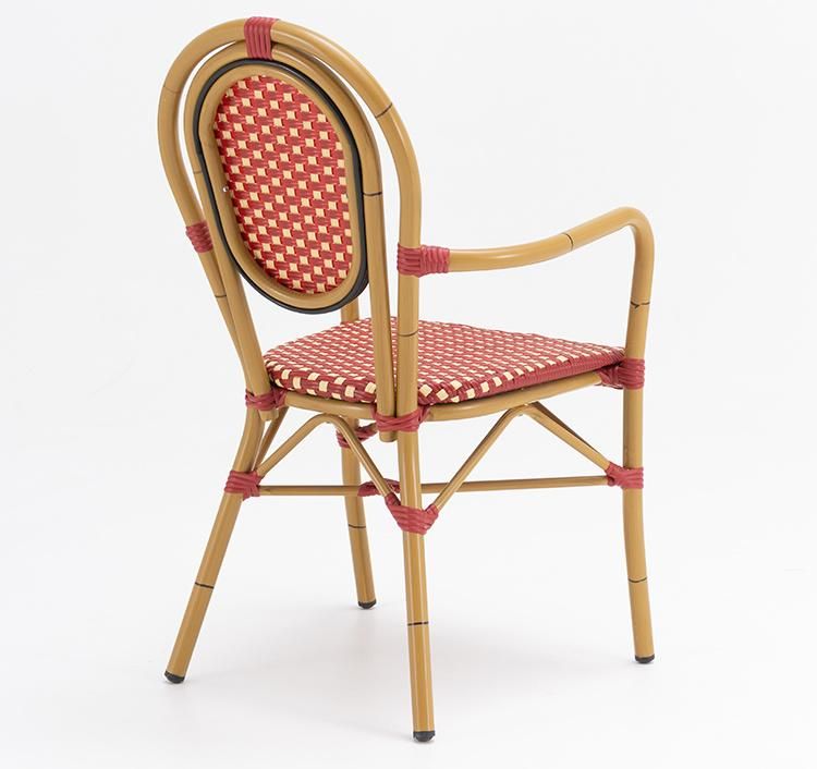 Vangarden French Vintage Bistro Rattan Dining Chair with Armrest