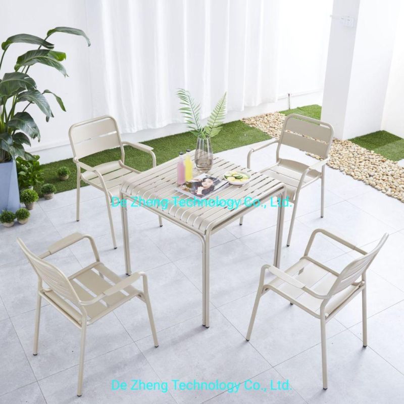 Resort Outdoor Furniture Aluminum Table OEM Garden Furniture Supply Outdoor Table and Chair Set Garden Dining Furniture