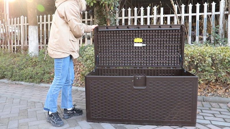 Patio Furniture Brown Garden Storage Deck Box for Throw Pillows Tools