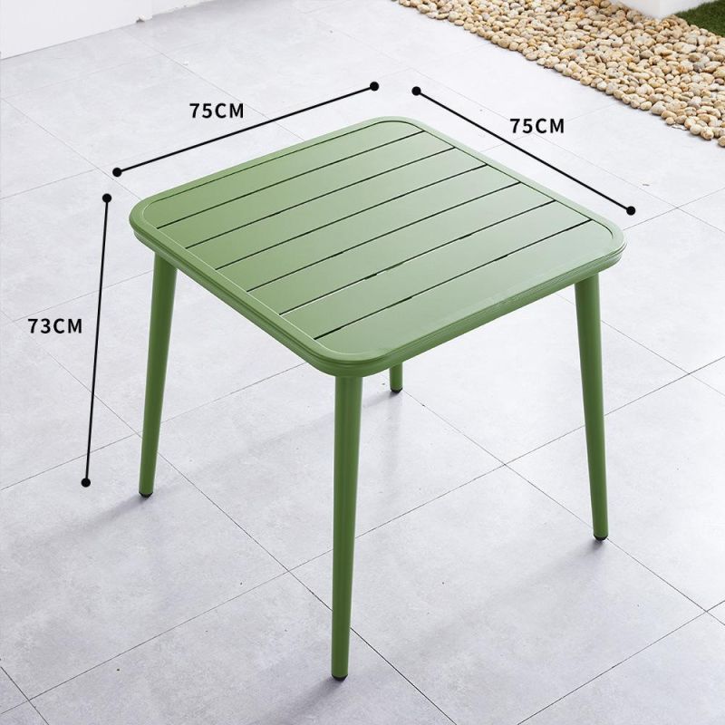Wholesale 75X75X73mm Modern Dining Room Sets Green Metal Square Coffee Table