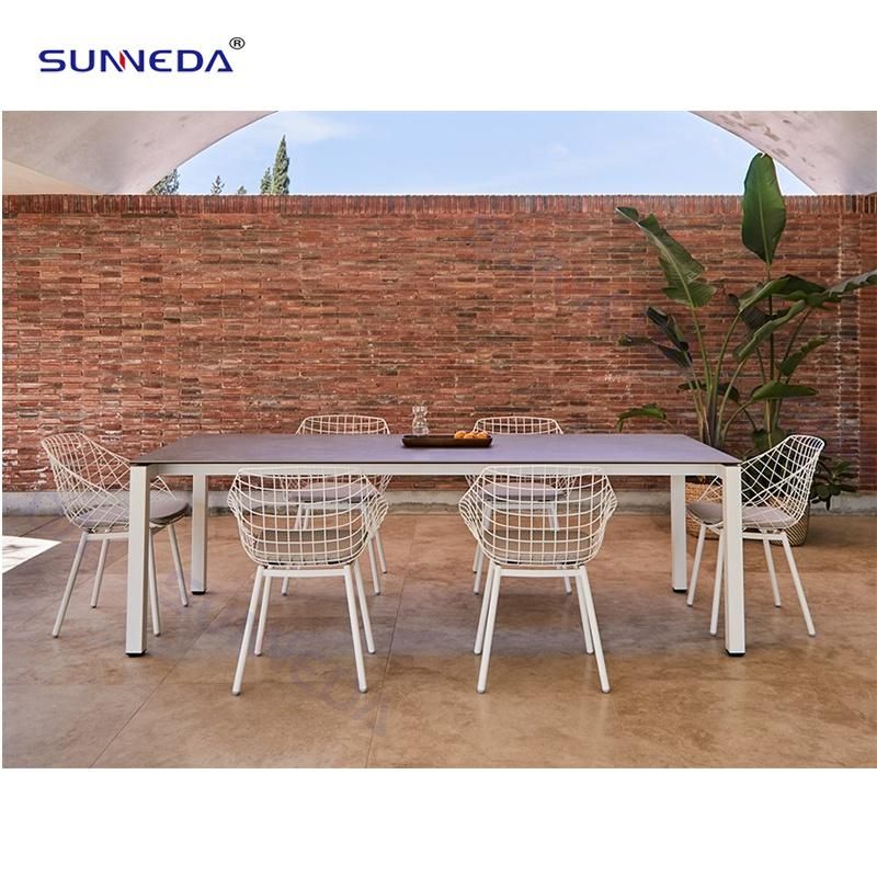 Modern Outdoor Garden Table Set Furniture with Durable Stainless Steel Structure Chair and Kd Structure Save Space Use Indoor Villa Hotel