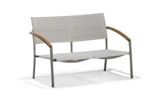 Metal Garden Sofa Set with Wood Armrests