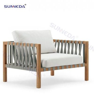 Hand Crafted Wood Frame with Waterproof Rope Backyard Hotel Teak Sofa