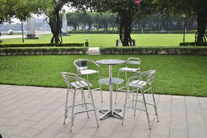 Low Price Outdoor Restaurant Light Weight Reinforce High Bar Chair with Armrest