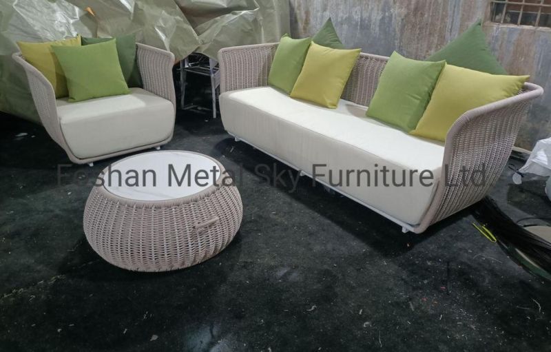 Outdoor Aluminum Garden Hotel Restaurant Patio Wicker Rattan Rope Sofa