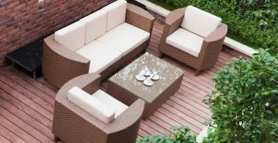 Outdoor PE Rattan Living Furniture Garden Sofa Set for Wicker Patio Cottage Beach