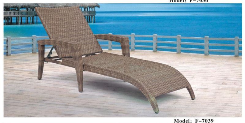 Outdoor Patio Chaise Lounge with Cushion Modern Adjustable Pool Lounge Furniture All-Weather PE Wicker Rattan Backrest Patio Lounger for Beach, Porch, Yard 1PC