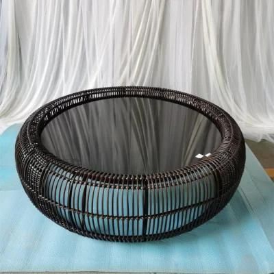 Luxury Garden Mesh Fabric Dining Set Rattan Table