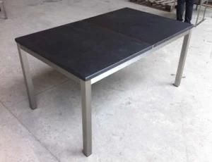 Metal Dining Table with Stone Top