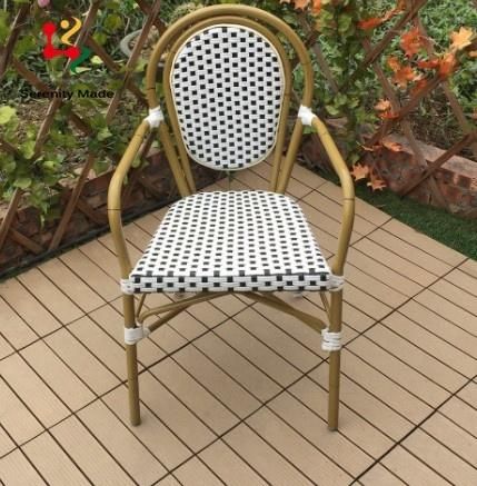 New Bistro Chair Aluminum PE Rattan Dining Chair for Restaurant Cafe Stackable Outdoor Chair