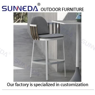 Aluminum Frame Outdoor Contemporary Luxury Bar Chair with Waterproof Cushion