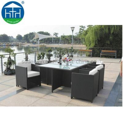 Economic Garden Rattan Outdoor Furniture Wicker Dining Table Set Patio Chairs