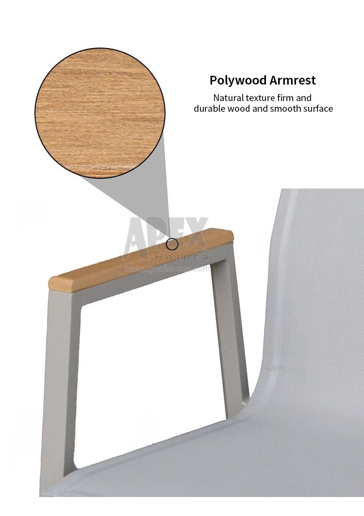 Outdoor Aluminum Dining Chair with Poly Wood Garden Chair