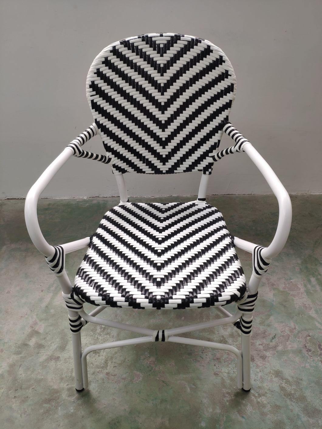 Modern Fashion Bistro Restaurant Flat Rattan Outdoor Furniture French Rattan Chair