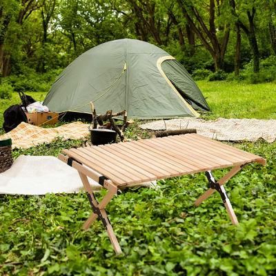 Factory Sale Outdoor Foldable Portable Beech Wood Egg Roll Table Camping Picnic Folding Portable Egg Roll Table