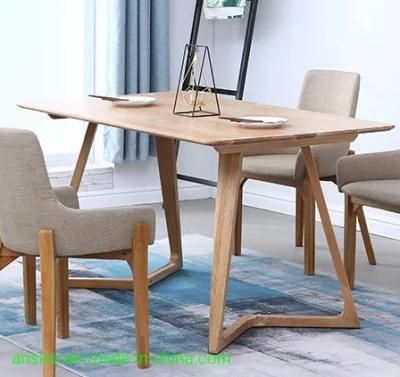 Rectangular Solid Wood Modern Natural 4 Seater Space Saving Wooden Dining Room Furniture Dining Table