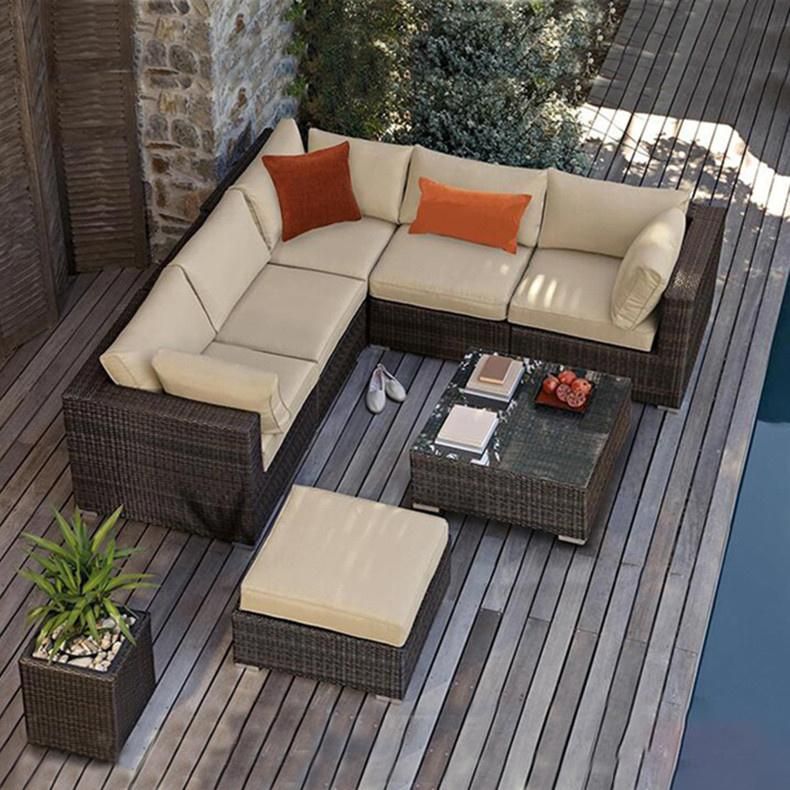 Outdoor Rattan Sofa Villa Courtyard Sofa Lounge Chair Outdoor Terrace Garden Rattan Furniture Balcony Rattan Chair Sofa