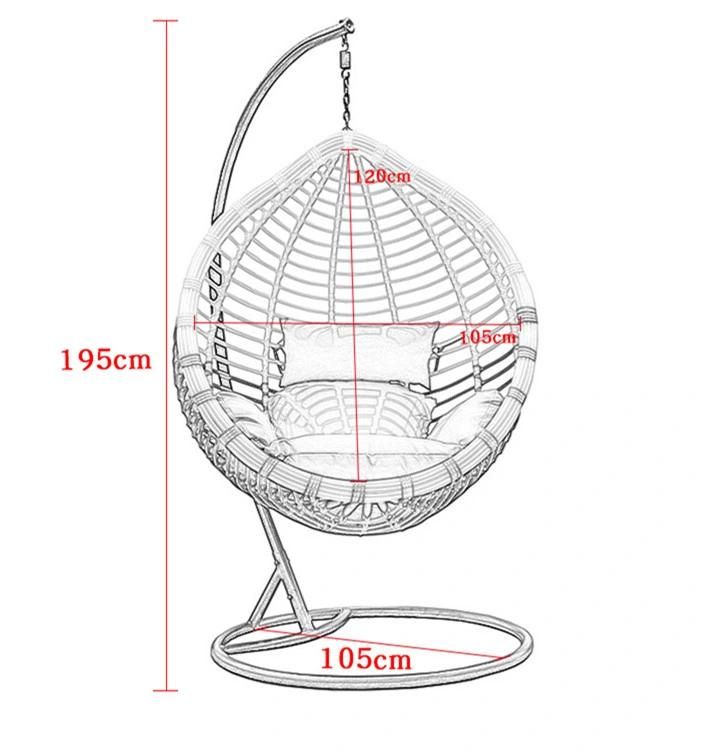 Modern Wicker Handmade Rattan Leisure Customized Garden Metal Swing Chair