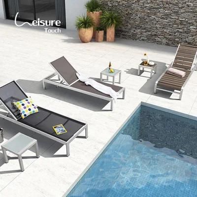 Leisure Outdoor Brushed Aluminum Poolside Chaise Lounger Garden Set for Hotel Project - Kim (Ready to ship)