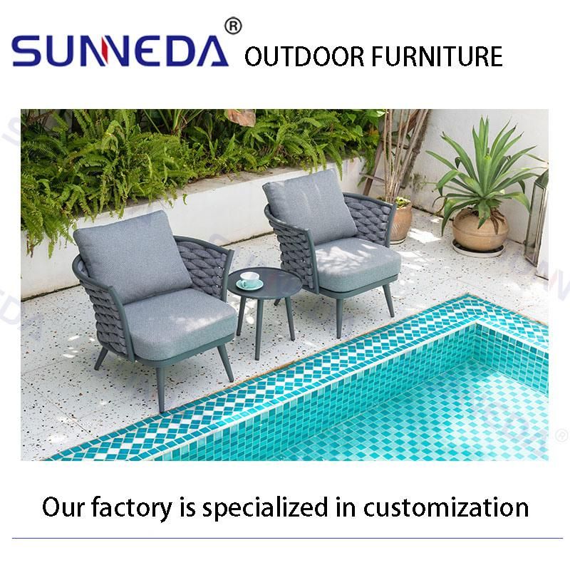 Garden Sets Aluminum Woven Furniture Outdoor Rope Chair Patio Sofa with Table