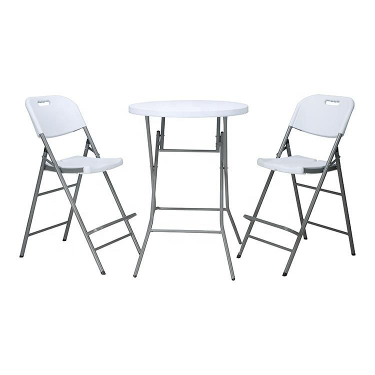 Outdoor White Plastic High Folding Bar Chair for Bar Table