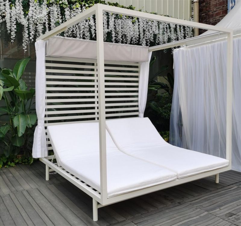 Modern Outdoor Garden Patio Hotel Home Outdoor Furniture Beach Chair Two-Seat Sun Lounger Sunbed