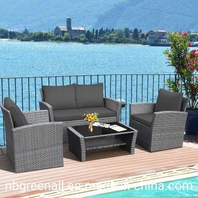 Outdoor Garden Rattan Furniture 4 Pieces Set Chairs Sofa Table Patio Conservatory