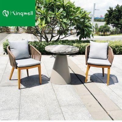 High Quality Patio Furniture Garden Sets Marble Table Top Aluminum Frame Feet Chair Used on Outdoor