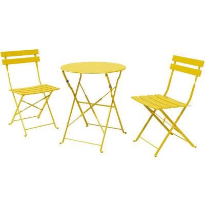 Factory Prices Metal Foldable Bistro Set 3 Piece Patio Set of Outdoor Table and Chairs