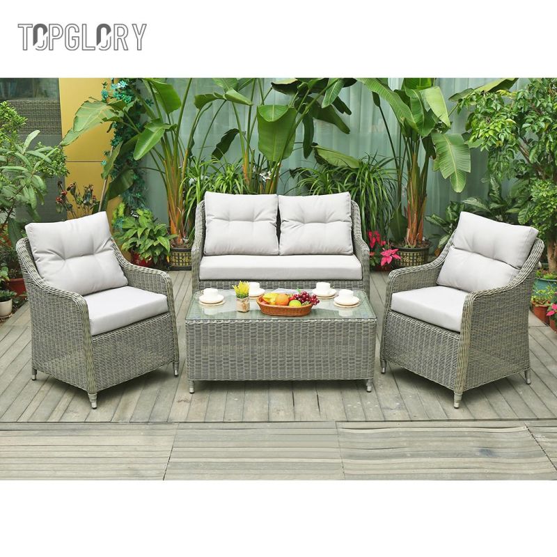 Home Outdoor Garden Sectional Furniture All Weather Aluminum Rattan Sofa