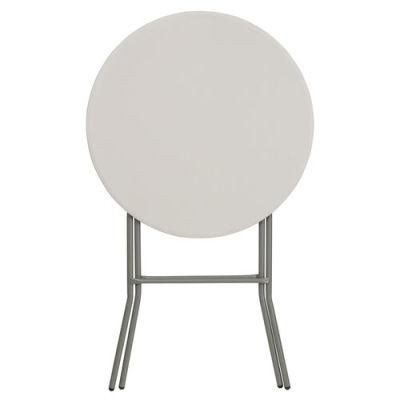 Enjoy Friendly Conversation Round Granite White Plastic Bar Height Folding Table