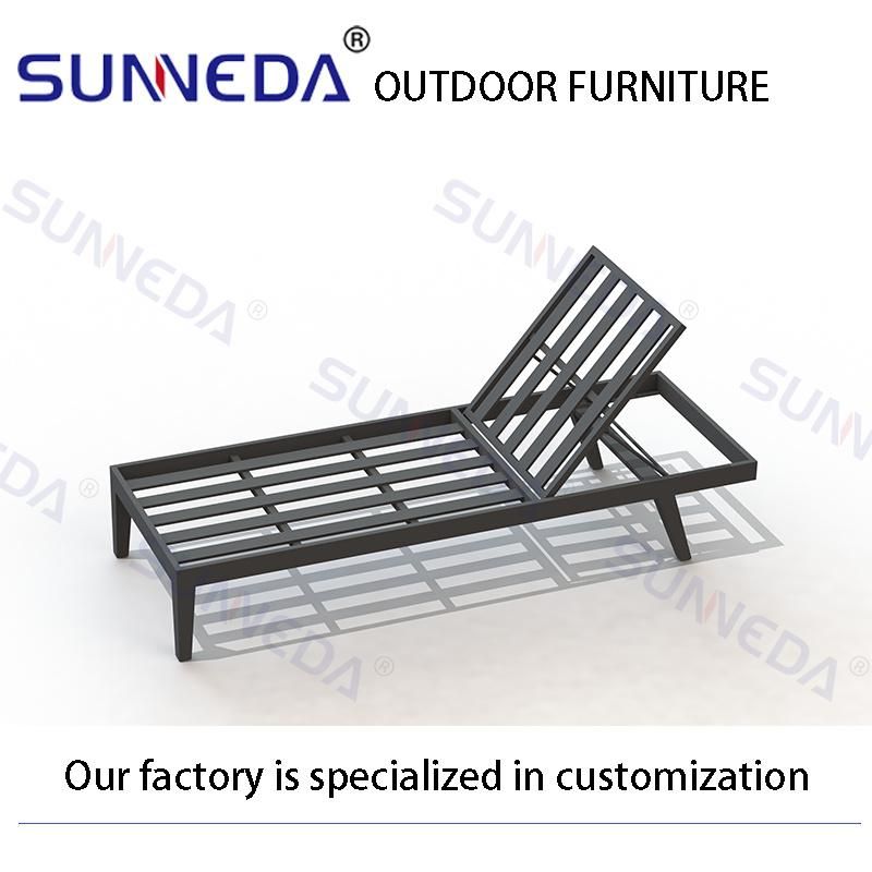 Beach Garden Outdoor Furniture Woven Rattan Liftable Patio Sun Lounger