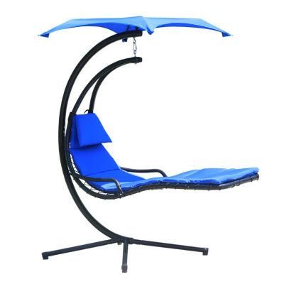 Outdoor Hanging Chaise Lounger with Removable Canopy and Cushion