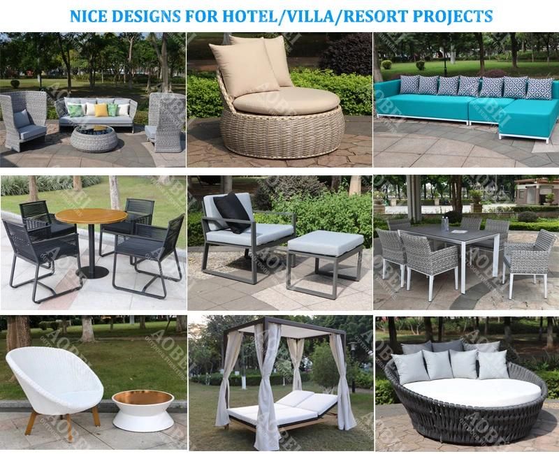 Modern Home Hotel Garden Restaurant Outdoor Rope Dining Set Chair Furniture with Teak Table