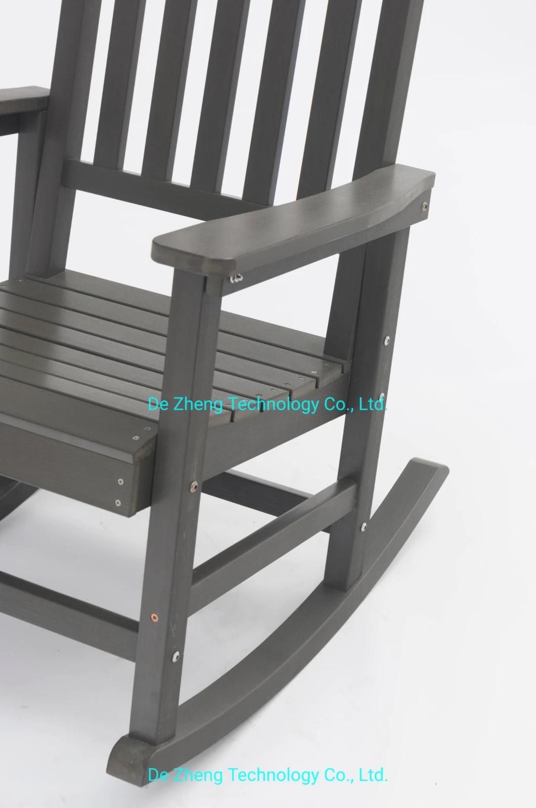 Modern Simple Waterproof Commercial Hotel Garden Resort Polywood Wooden Rocking Chair Outdoor Balcony Plastic Deck Chair for Courtyard and Villa