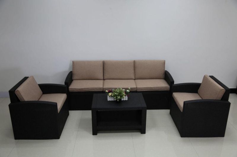 5 Seat PP Injection Resin Rattan Sofa Sets