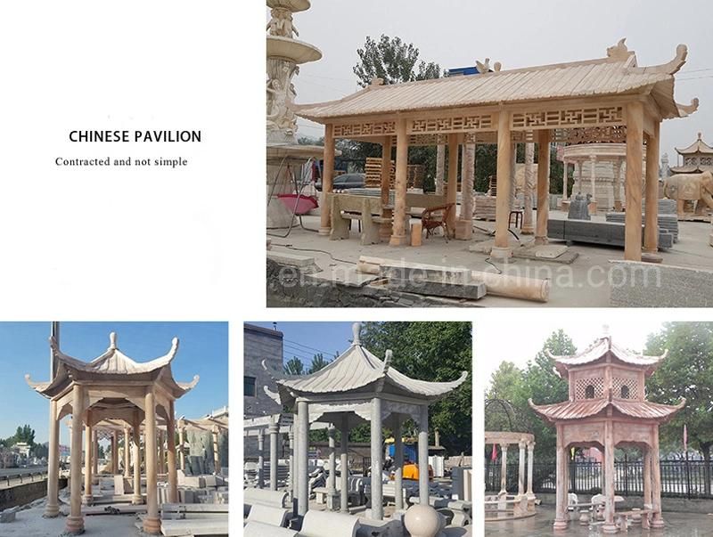 Stone Marble Garden Gazebo with Sculptures Carvings